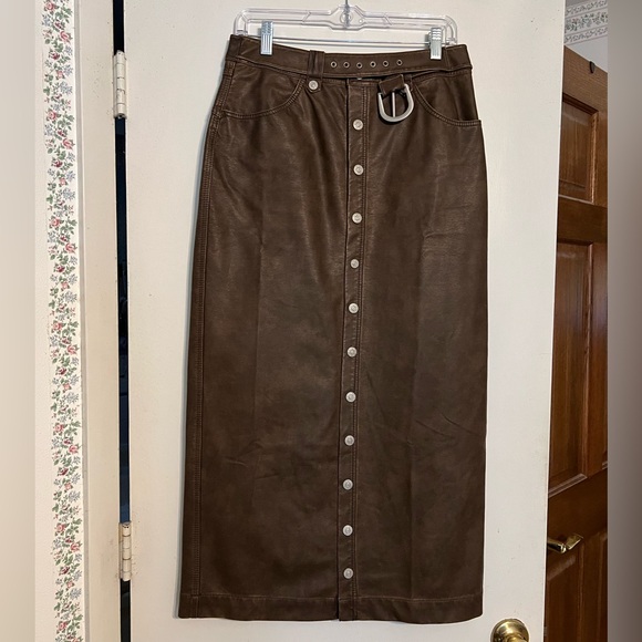 We The Free Dresses & Skirts - We The Free Dark Brown Button-Front Pencil Skirt